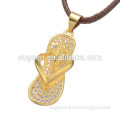 2016 leather core chain slipper pendant jewelry women pave Zircon fashion gold slipper necklace